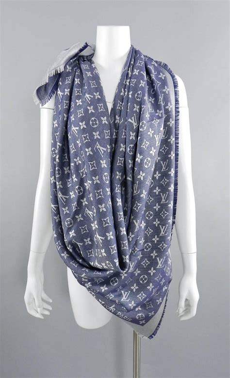 AUTHENTIC Louis Vuitton Monogram Denim Shawl Scarf .